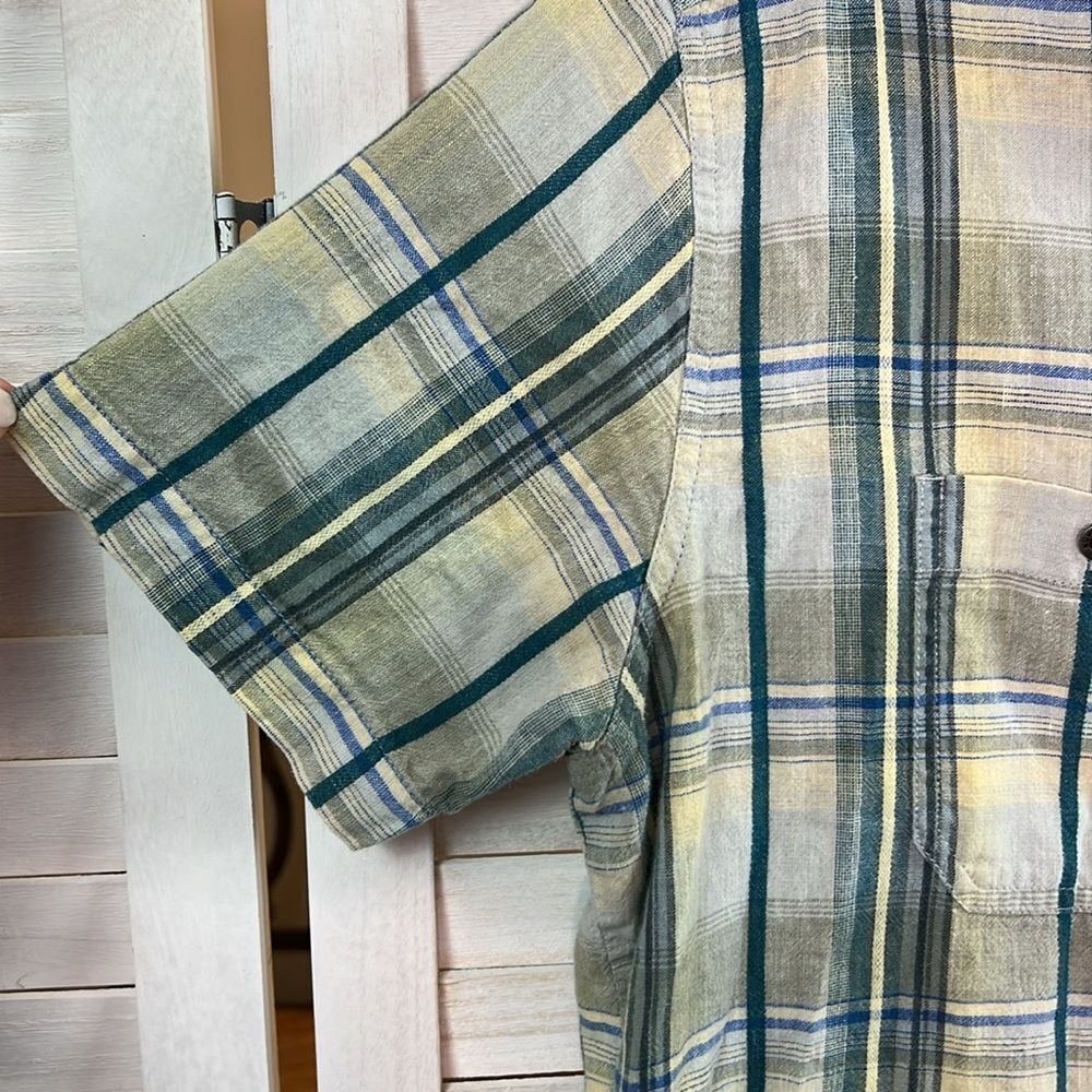 Kuhl Linen Cotton Blend Plaid Camp Shirt Medium - Picture 4 of 8